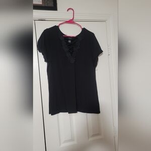 TORRID Knit Lace Inset Lace-Up Fitted Tee